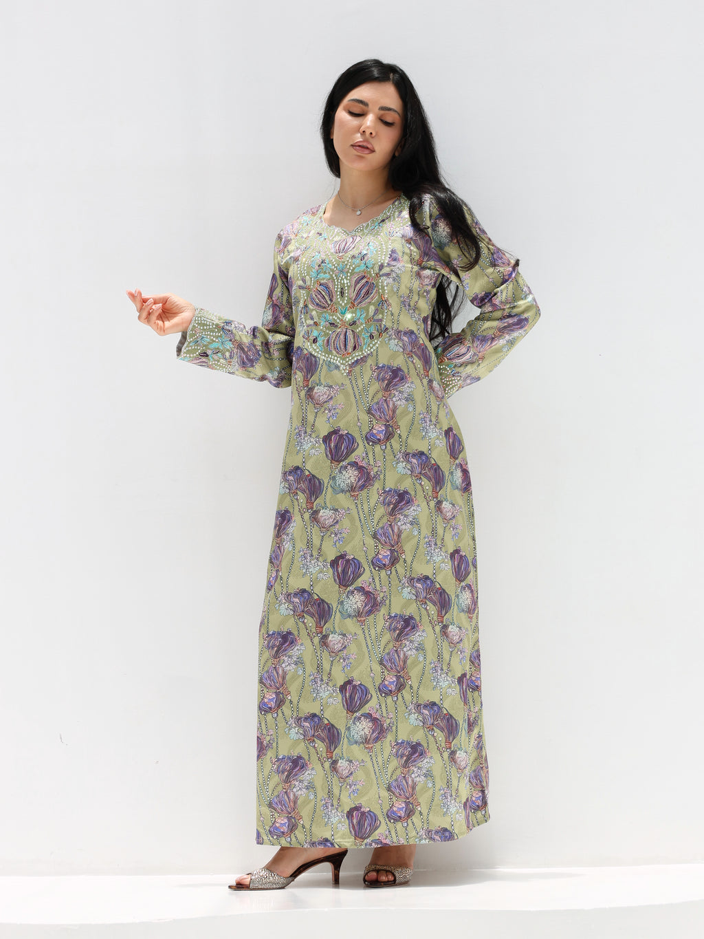 Sage Garden Mukhawar — embroidered jacquard silk Emirati dress (12)
