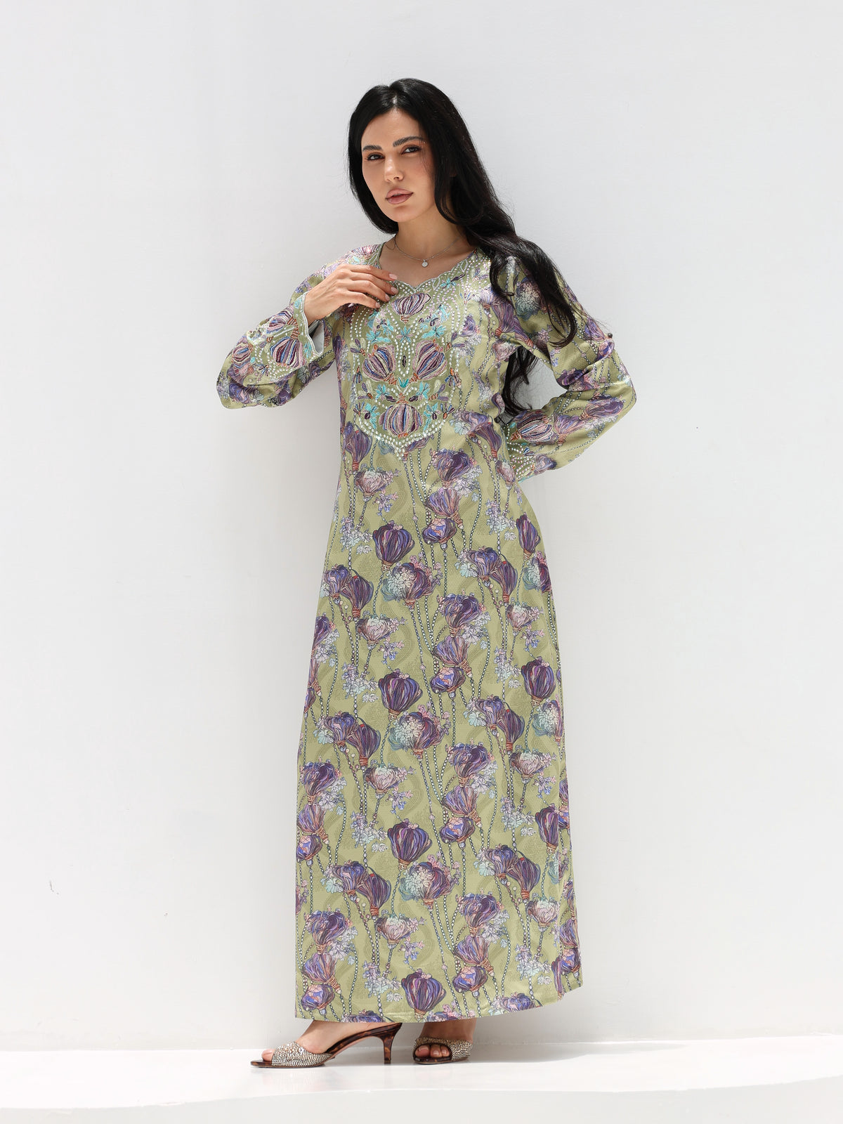Sage Garden Mukhawar — embroidered jacquard silk Emirati dress (13)