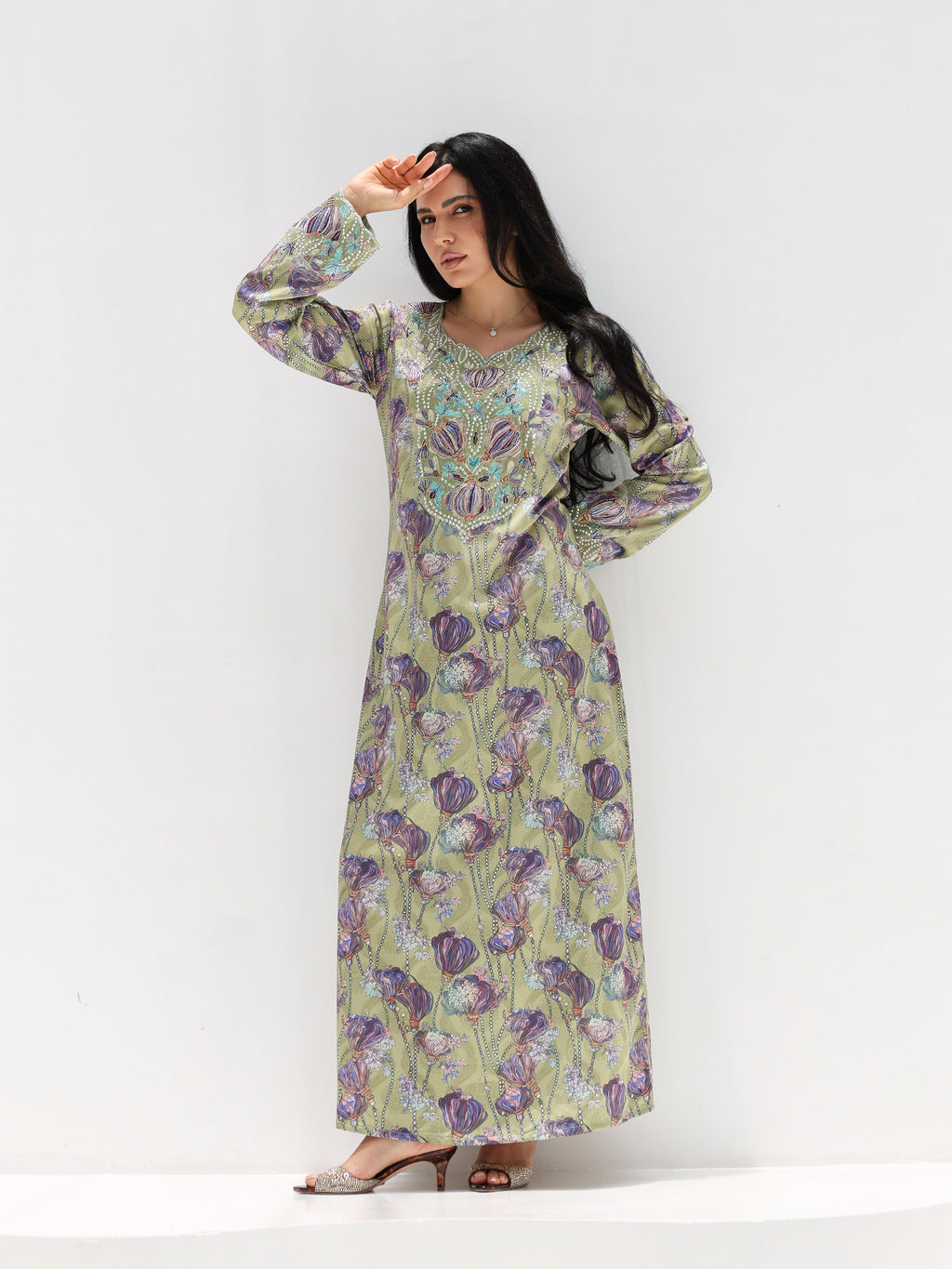 Sage Garden Mukhawar — embroidered jacquard silk Emirati dress (14)