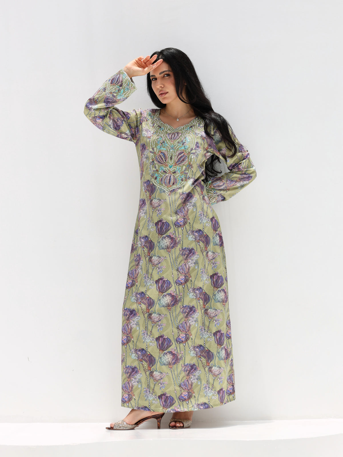 Sage Garden Mukhawar — embroidered jacquard silk Emirati dress (14)