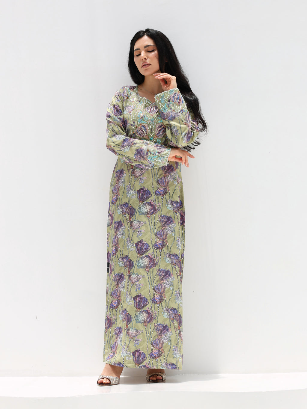 Sage Garden Mukhawar — embroidered jacquard silk Emirati dress (16)