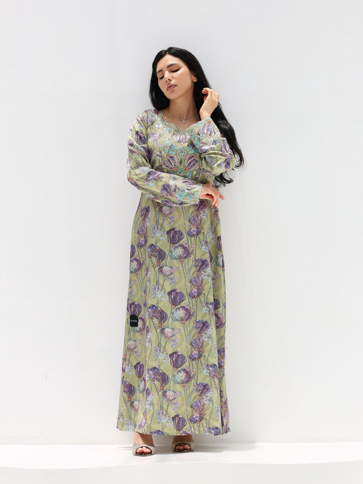 Sage Garden Mukhawar — embroidered jacquard silk Emirati dress (18)