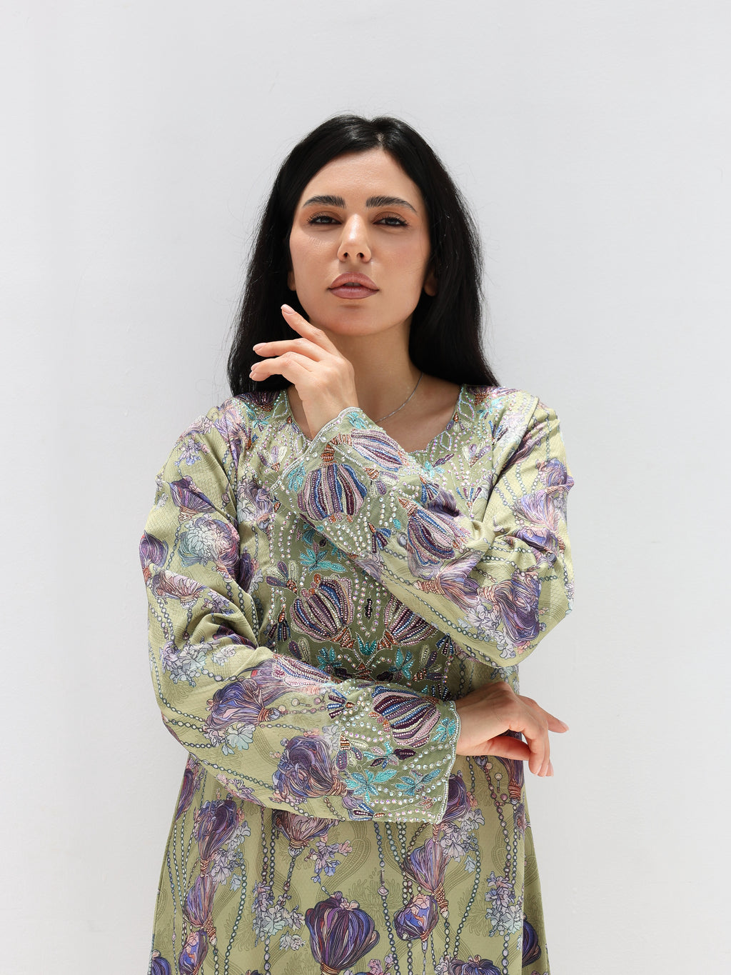 Sage Garden Mukhawar — embroidered jacquard silk Emirati dress (28)