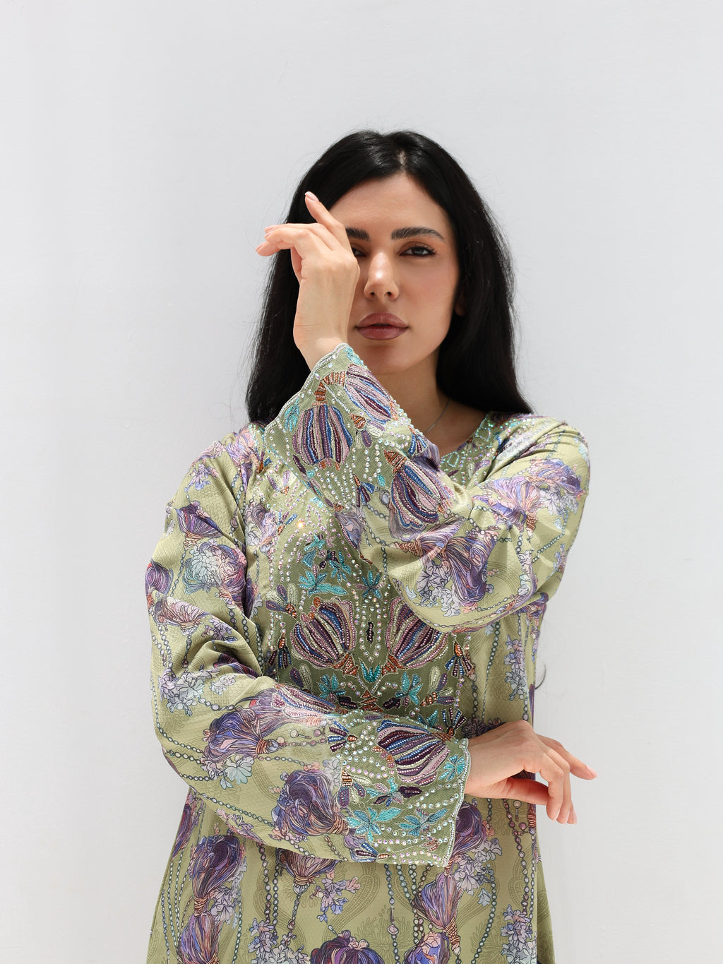 Sage Garden Mukhawar — embroidered jacquard silk Emirati dress (29)