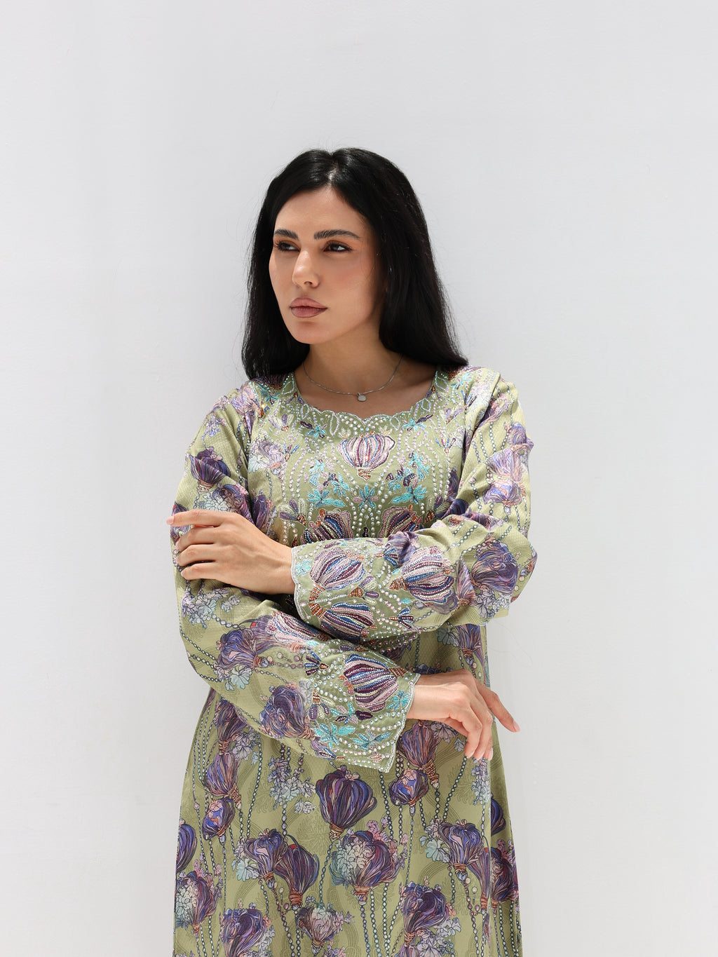 Sage Garden Mukhawar — embroidered jacquard silk Emirati dress (30)