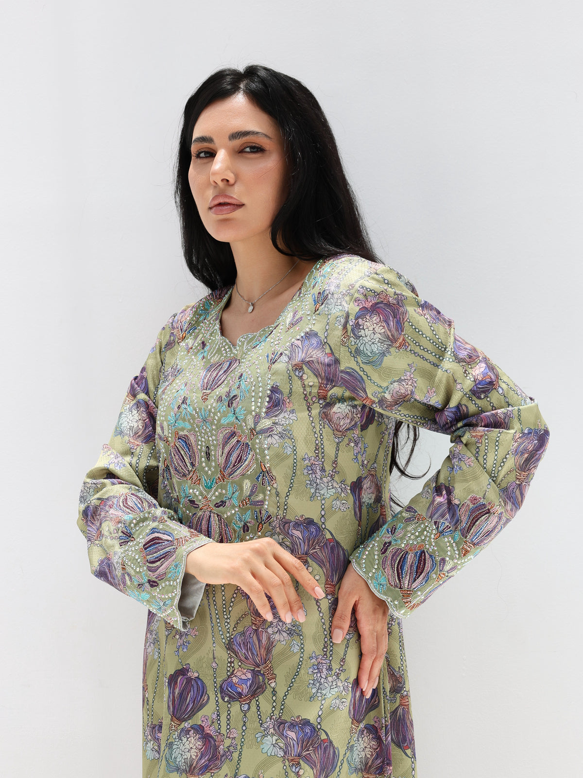 Sage Garden Mukhawar — embroidered jacquard silk Emirati dress (32)