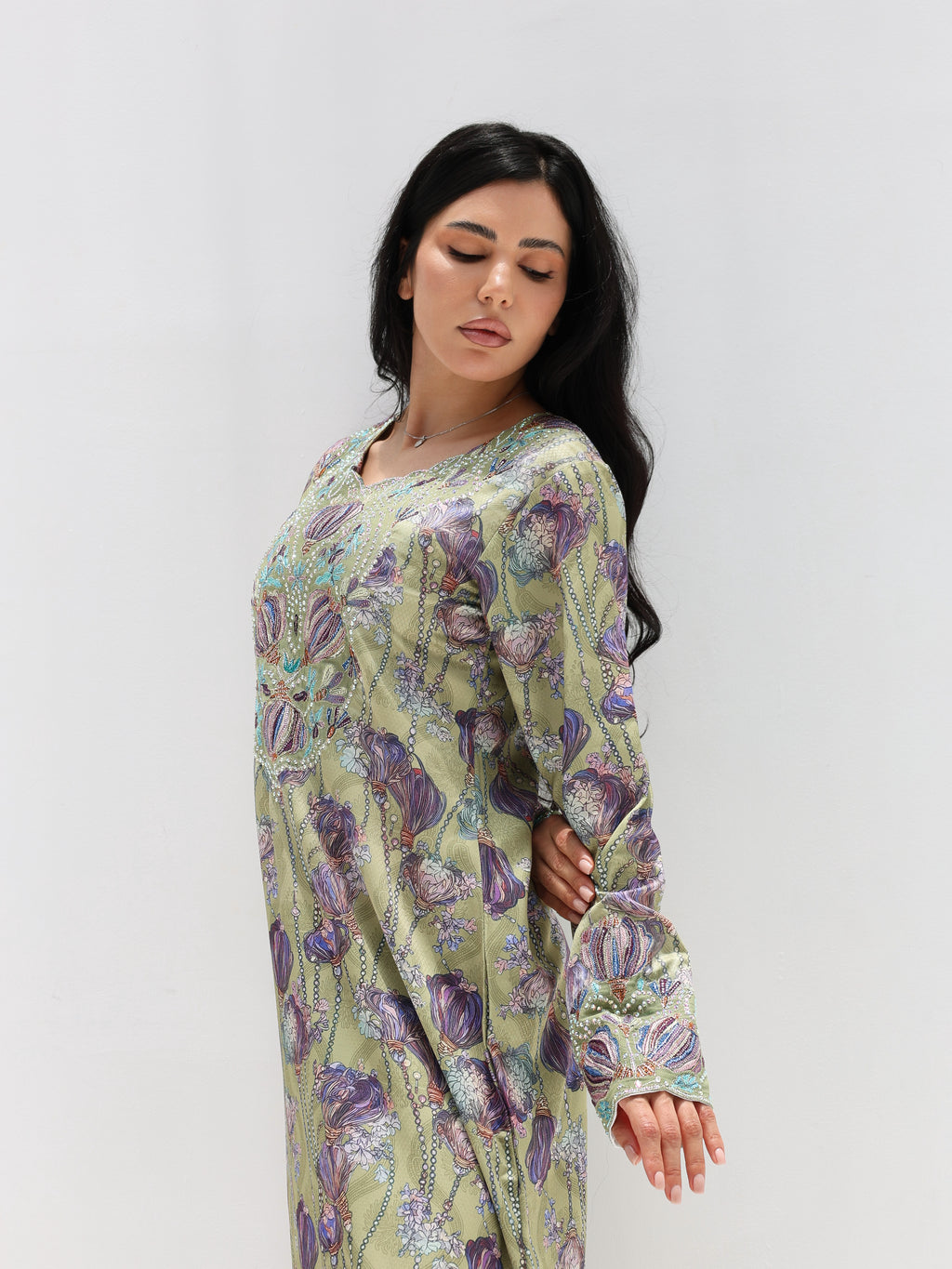 Sage Garden Mukhawar — embroidered jacquard silk Emirati dress (33)