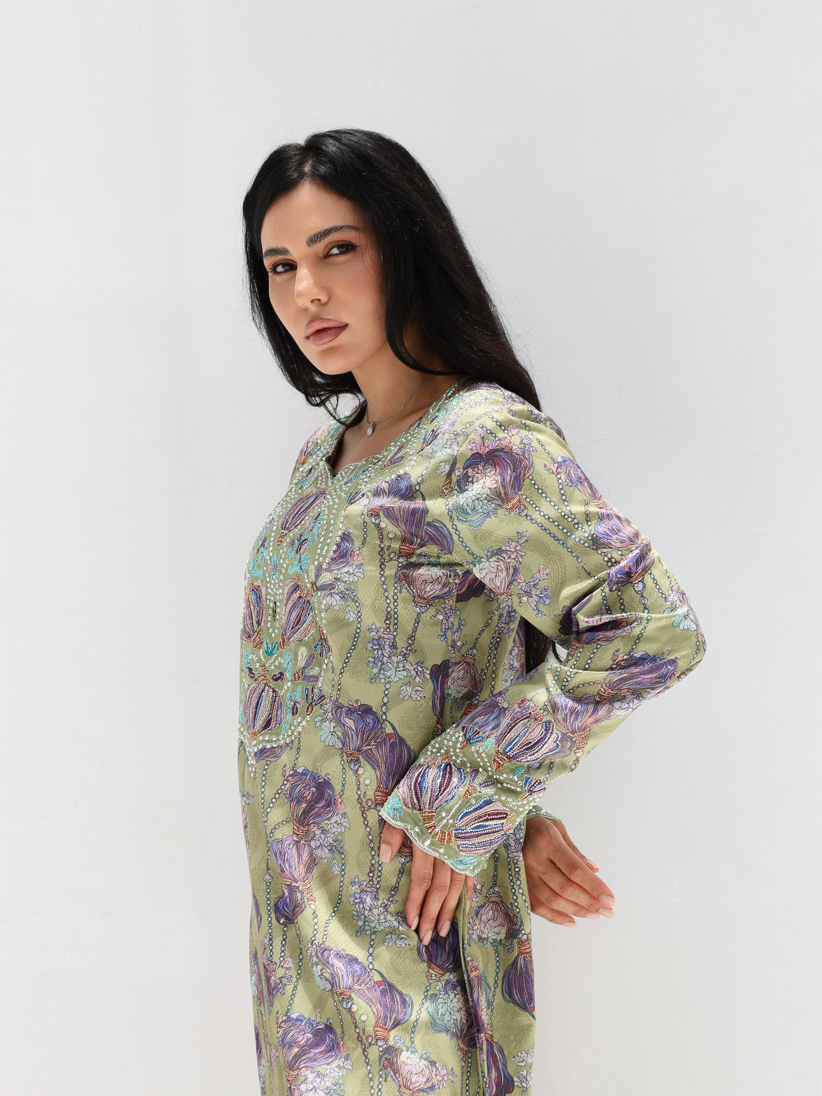Sage Garden Mukhawar — embroidered jacquard silk Emirati dress (34)