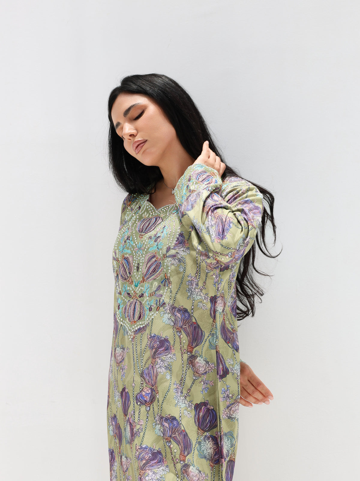 Sage Garden Mukhawar — embroidered jacquard silk Emirati dress (35)