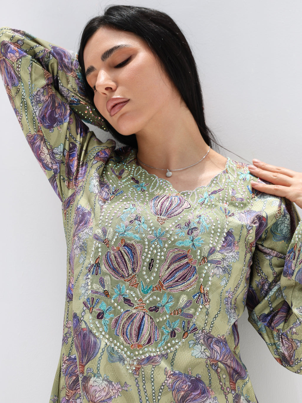 Sage Garden Mukhawar — embroidered jacquard silk Emirati dress (37)