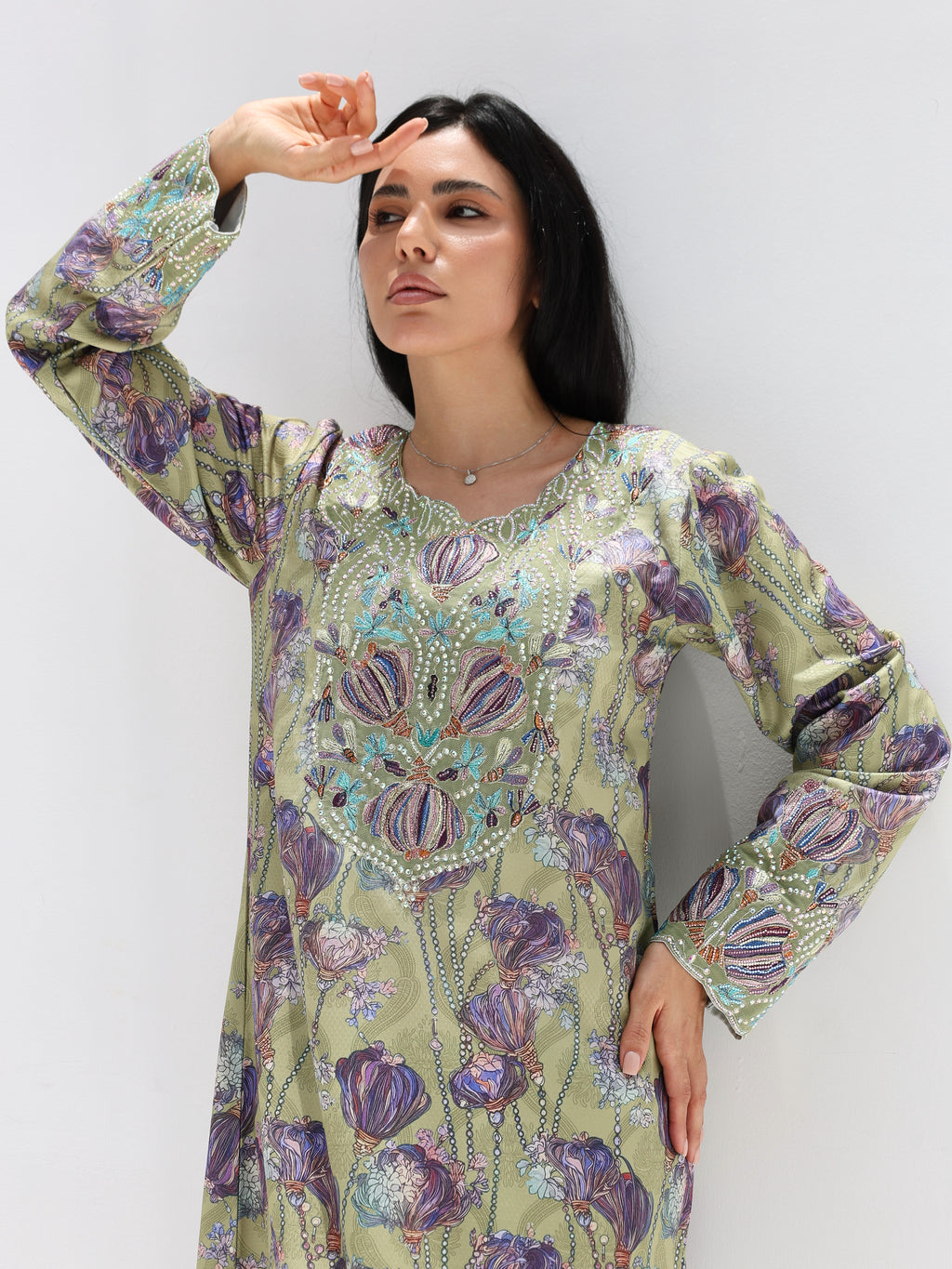 Sage Garden Mukhawar — embroidered jacquard silk Emirati dress (3)