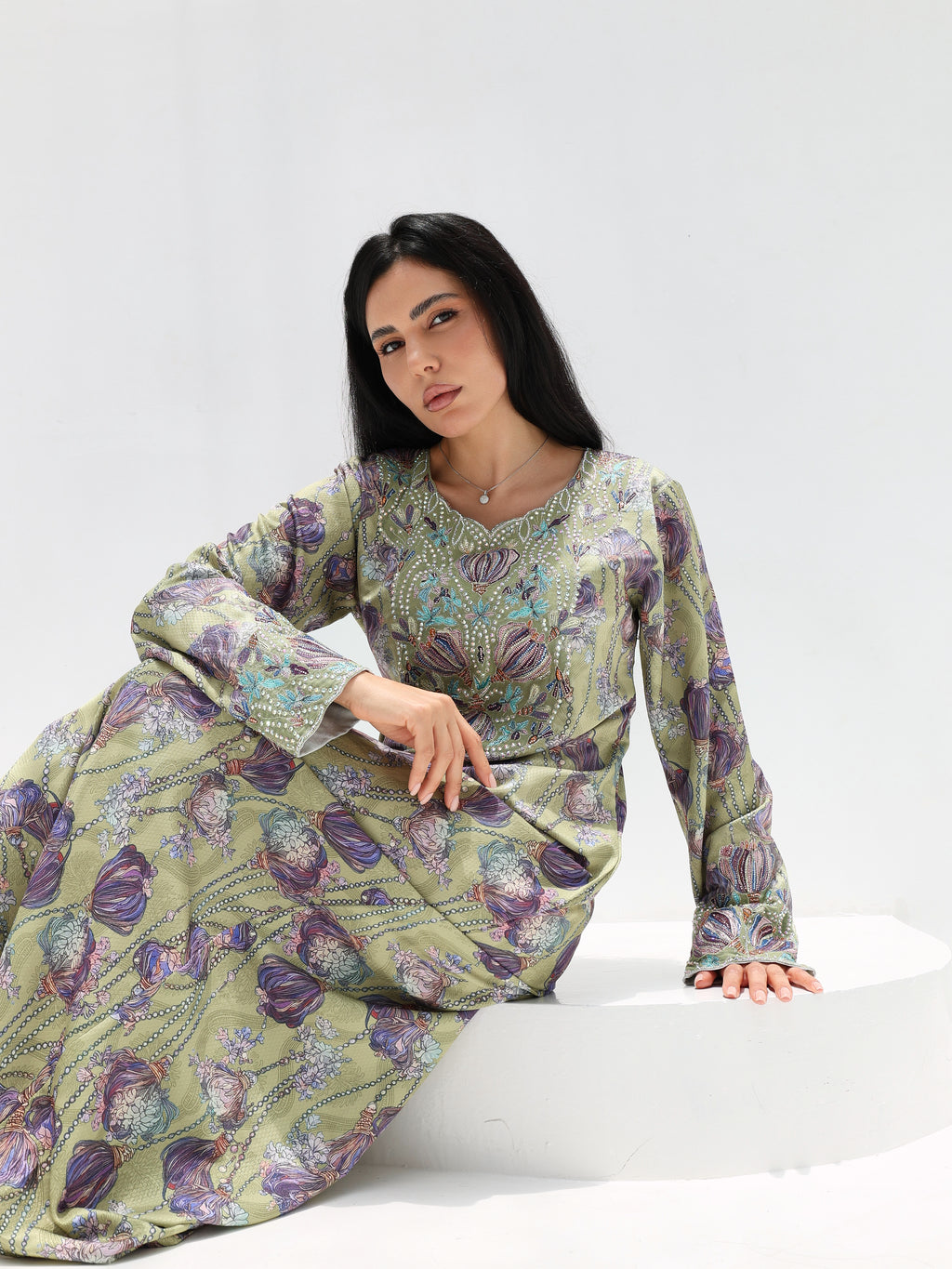 Sage Garden Mukhawar — embroidered jacquard silk Emirati dress (45)