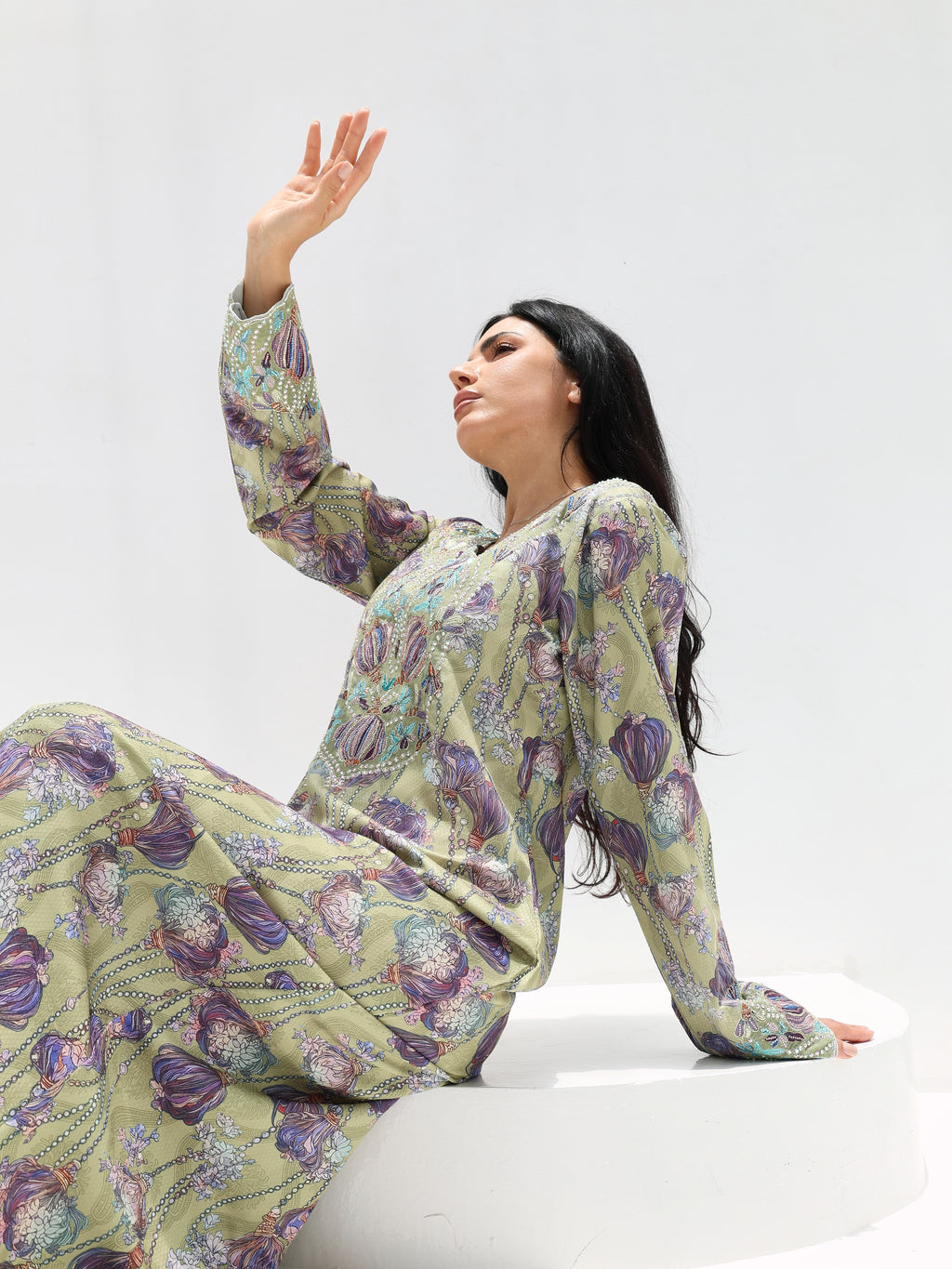 Sage Garden Mukhawar — embroidered jacquard silk Emirati dress (47)