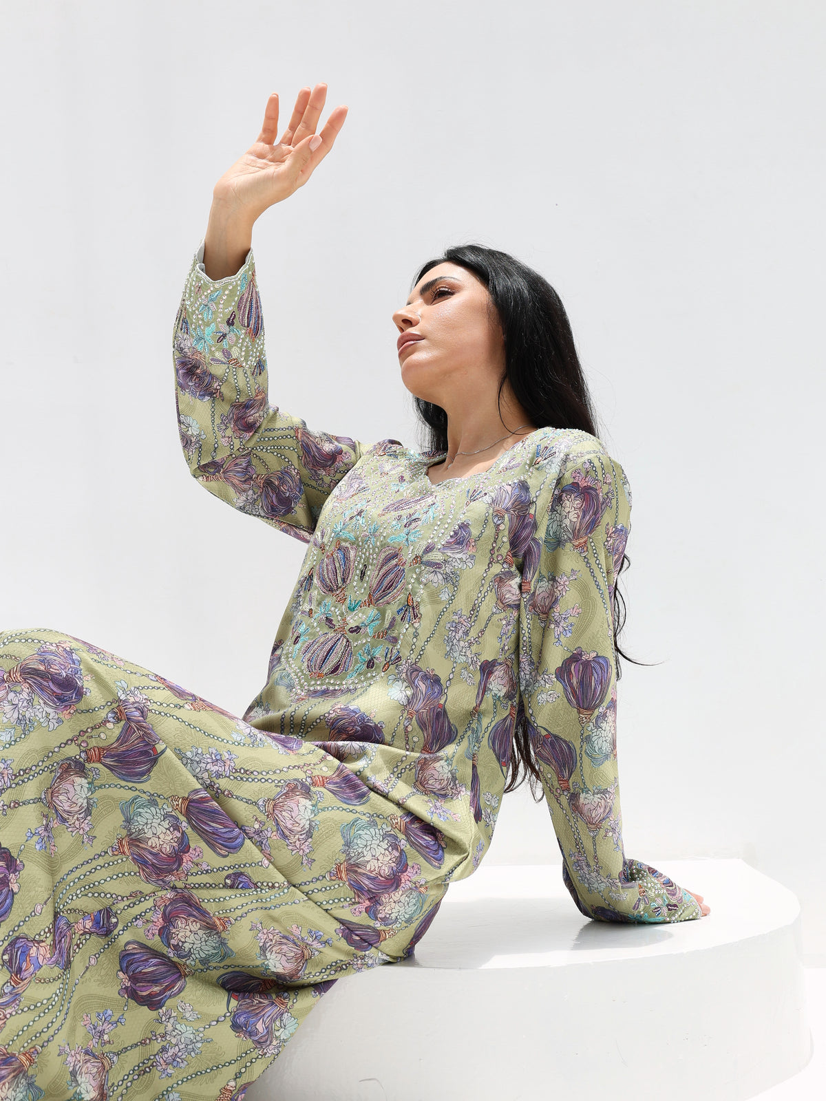 Sage Garden Mukhawar — embroidered jacquard silk Emirati dress (48)