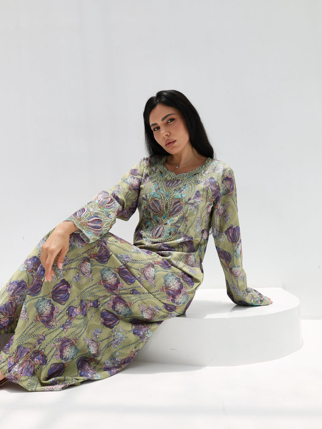 Sage Garden Mukhawar — embroidered jacquard silk Emirati dress (49)