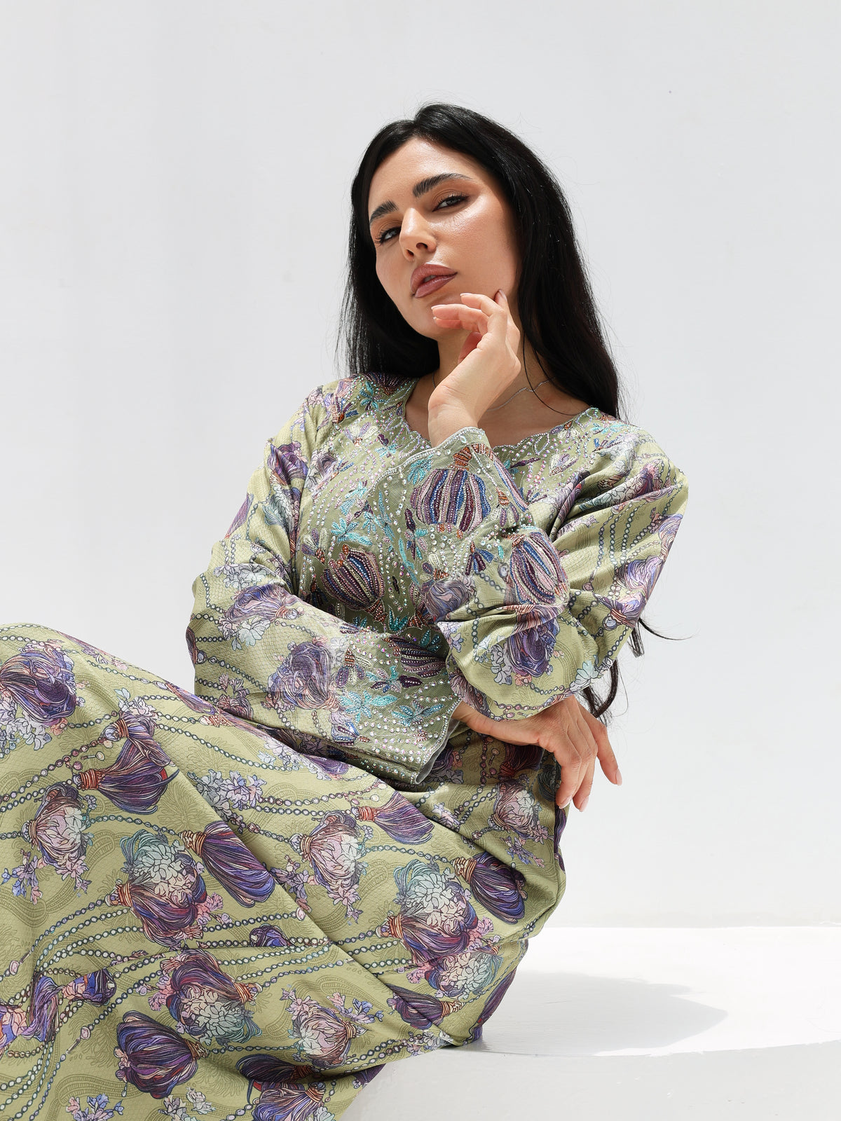 Sage Garden Mukhawar — embroidered jacquard silk Emirati dress (51)