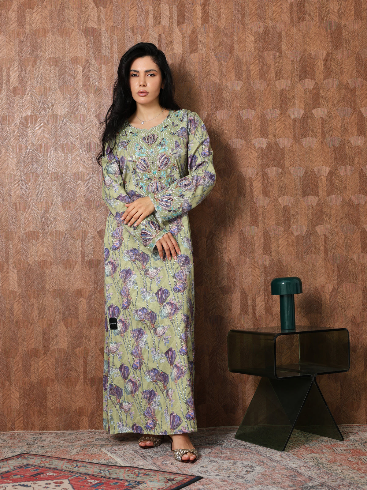 Sage Garden Mukhawar — embroidered jacquard silk Emirati dress (58)