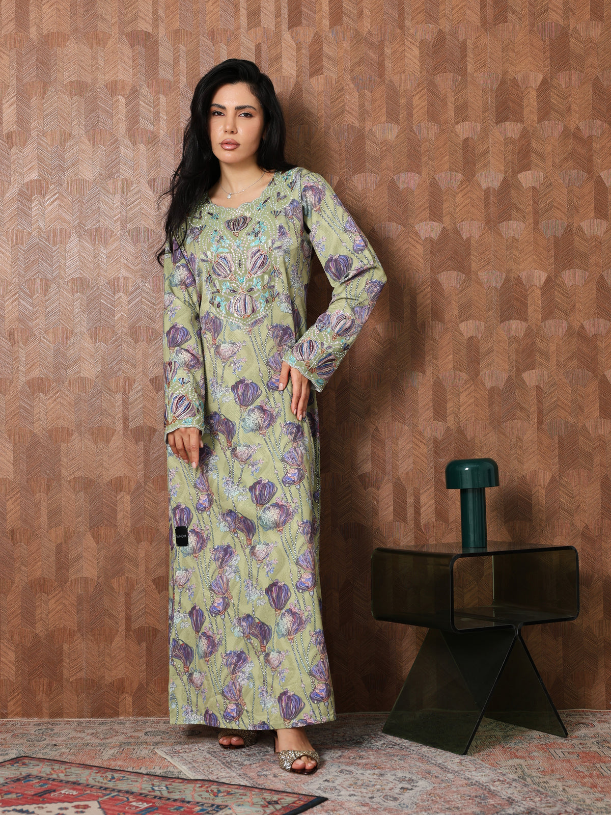 Sage Garden Mukhawar — embroidered jacquard silk Emirati dress (60)