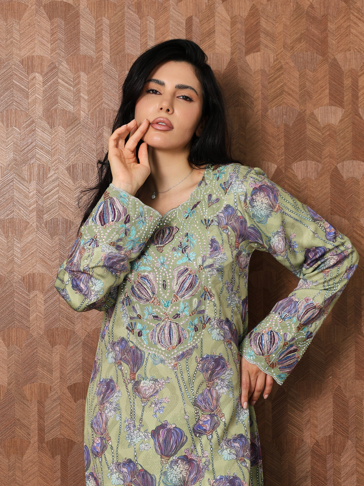 Sage Garden Mukhawar — embroidered jacquard silk Emirati dress (64)