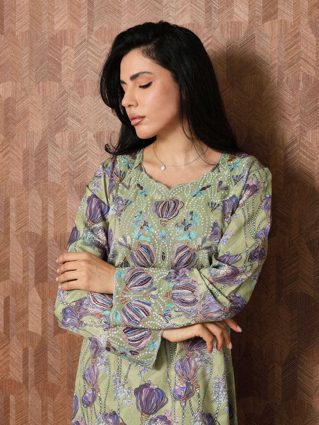 Sage Garden Mukhawar — embroidered jacquard silk Emirati dress (68)