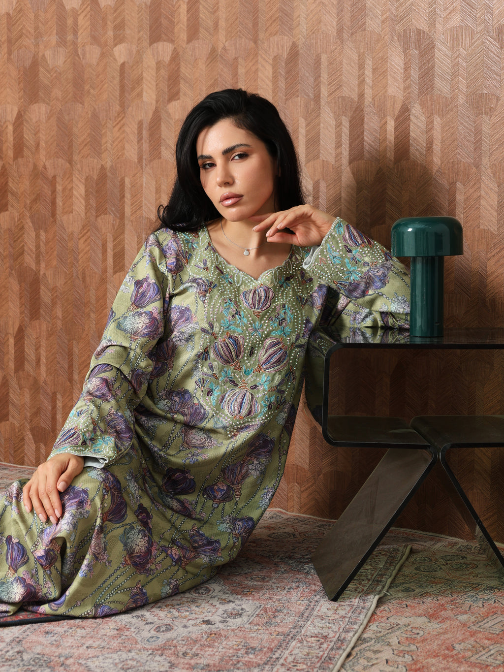 Sage Garden Mukhawar — embroidered jacquard silk Emirati dress (70)