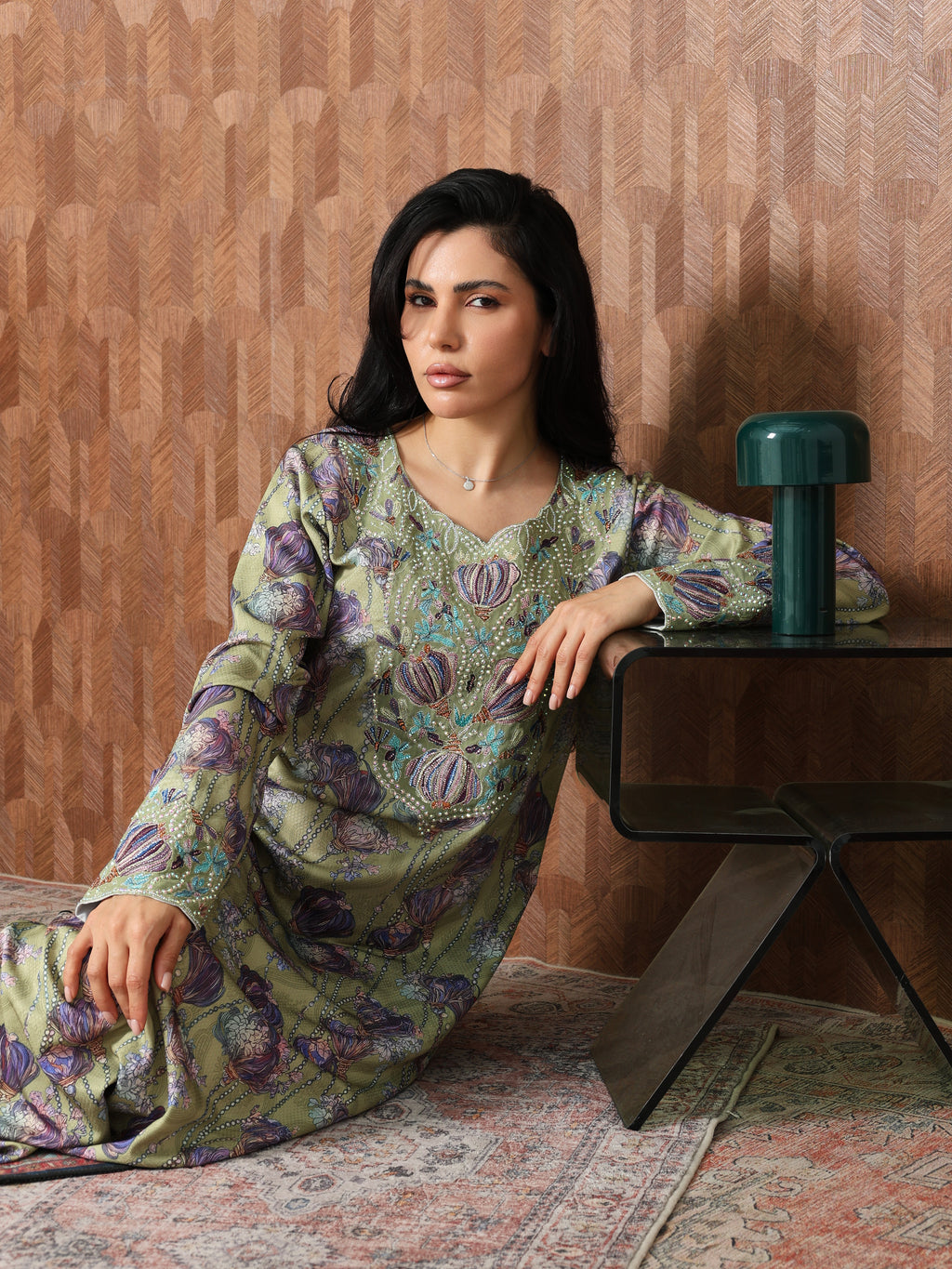 Sage Garden Mukhawar — embroidered jacquard silk Emirati dress (72)