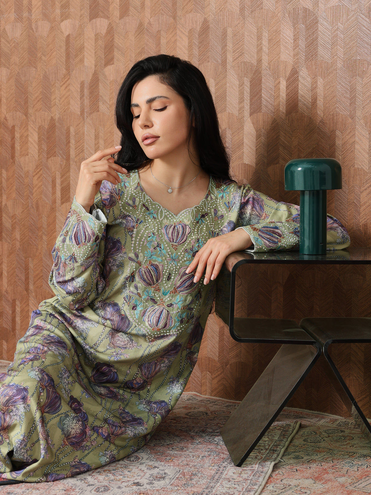 Sage Garden Mukhawar — embroidered jacquard silk Emirati dress (73)