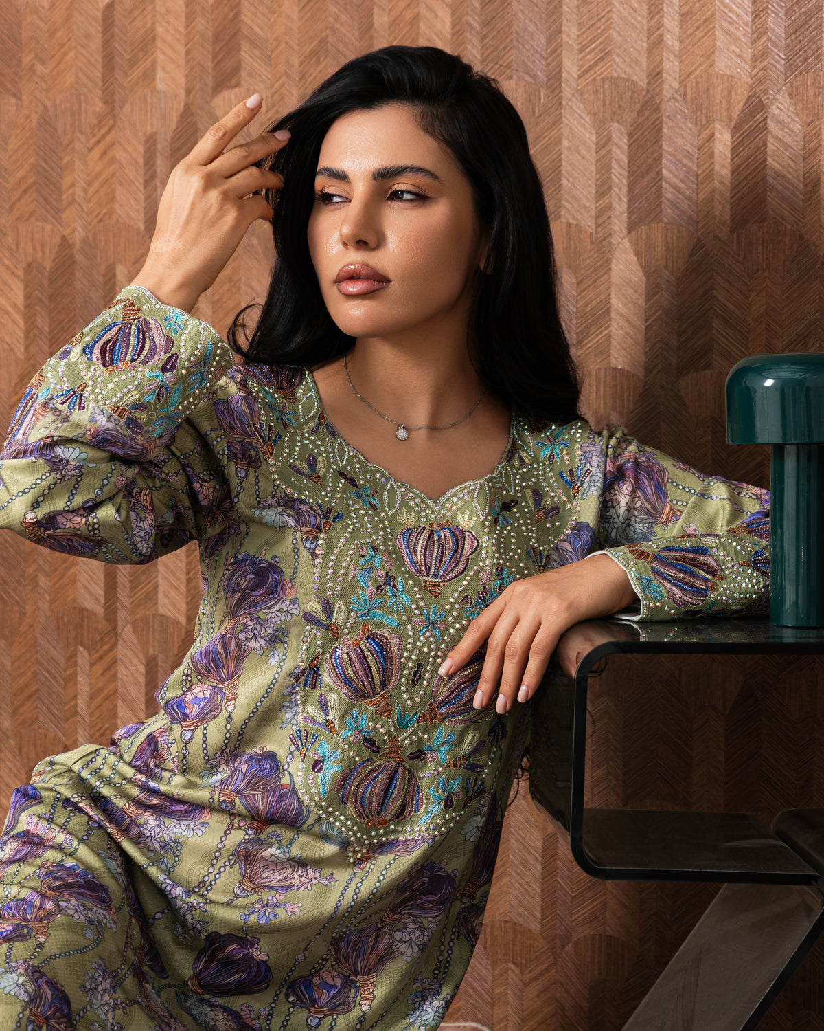 Sage Garden Mukhawar — embroidered jacquard silk Emirati dress (2)