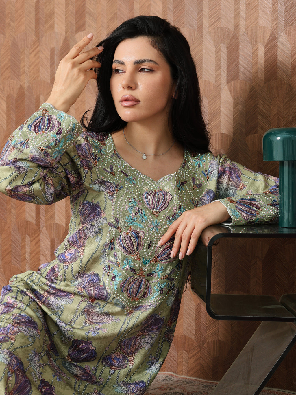 Sage Garden Mukhawar — embroidered jacquard silk Emirati dress (76)