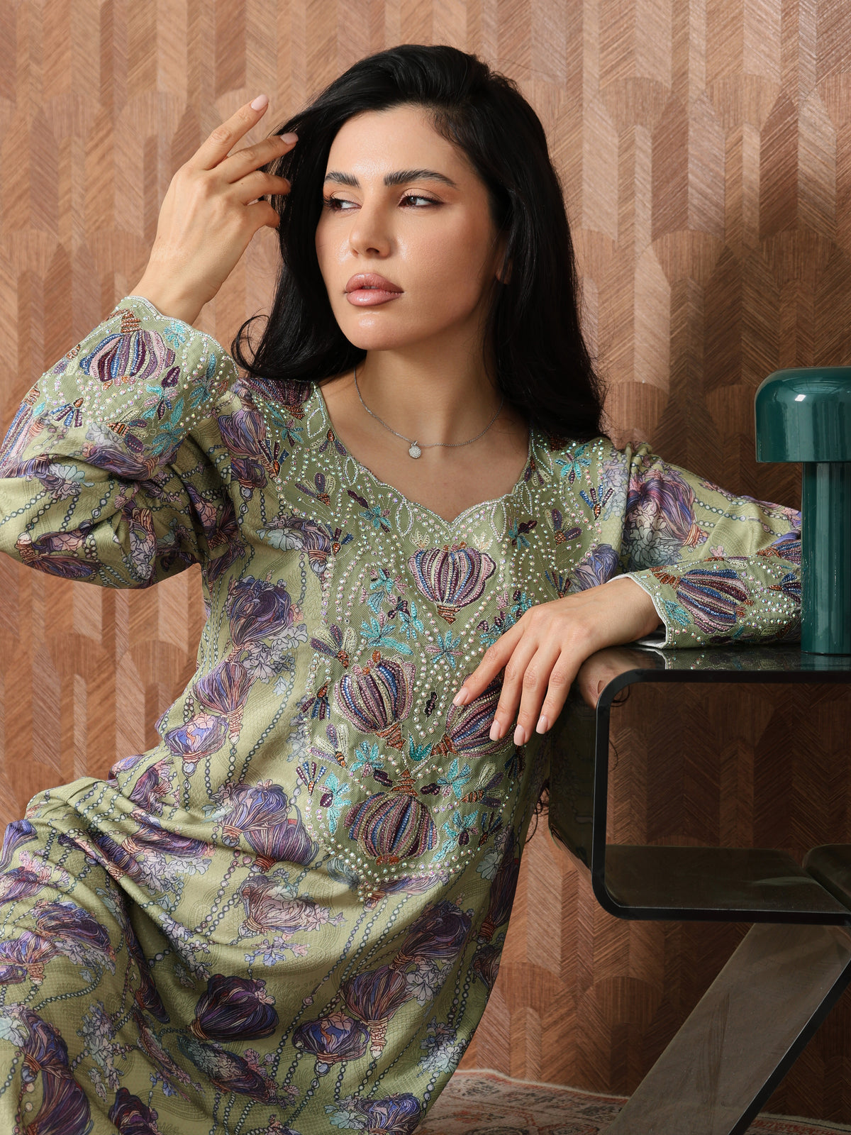 Sage Garden Mukhawar — embroidered jacquard silk Emirati dress (76)