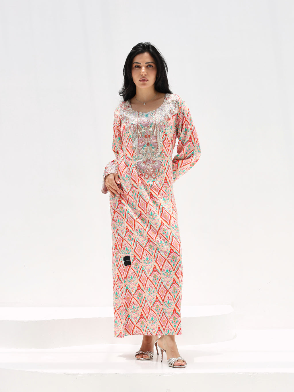 Coral Mosaic Mukhawar — embroidered cotton Emirati dress (8)