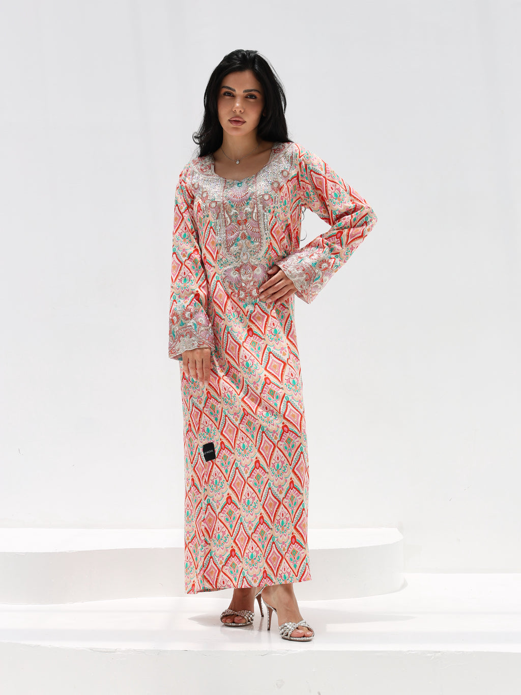 Coral Mosaic Mukhawar — embroidered cotton Emirati dress (12)