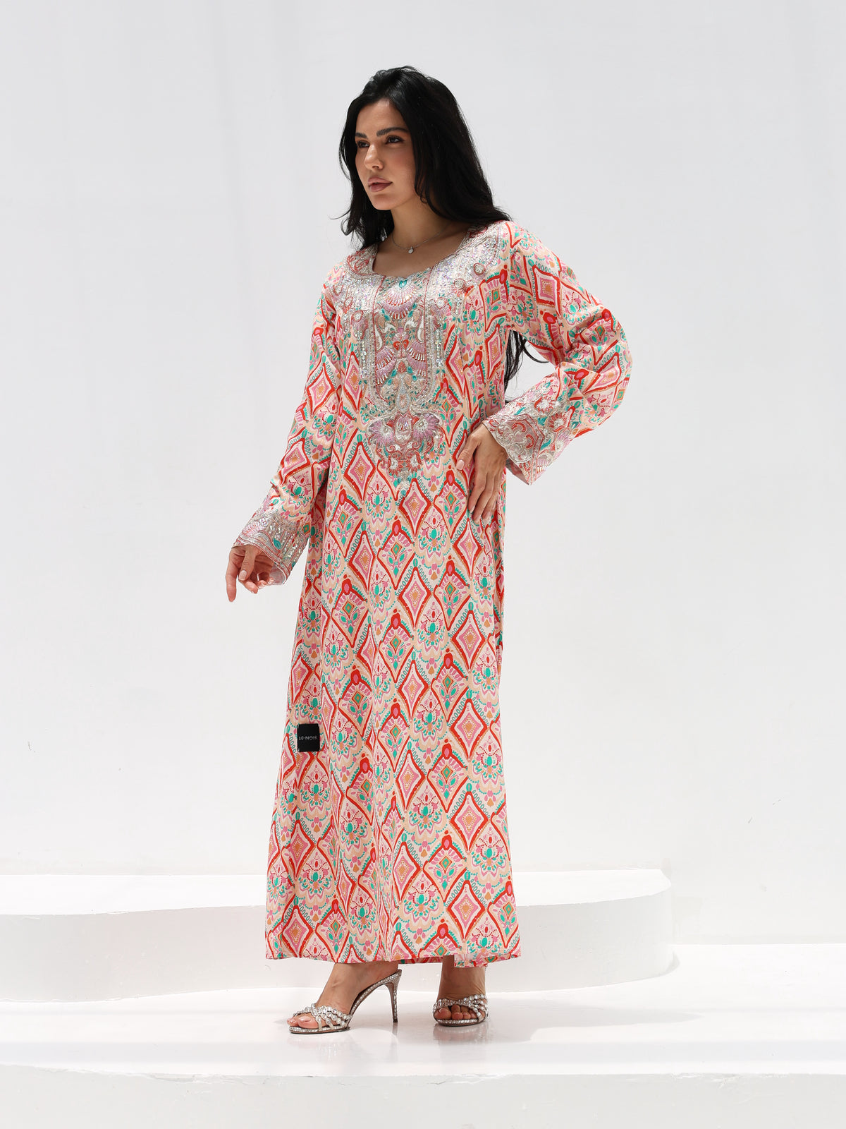 Coral Mosaic Mukhawar — embroidered cotton Emirati dress (15)