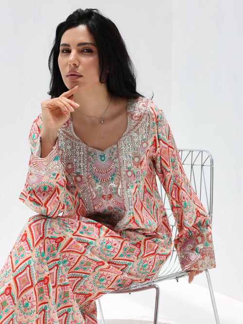 Coral Mosaic Mukhawar — embroidered cotton Emirati dress (2)