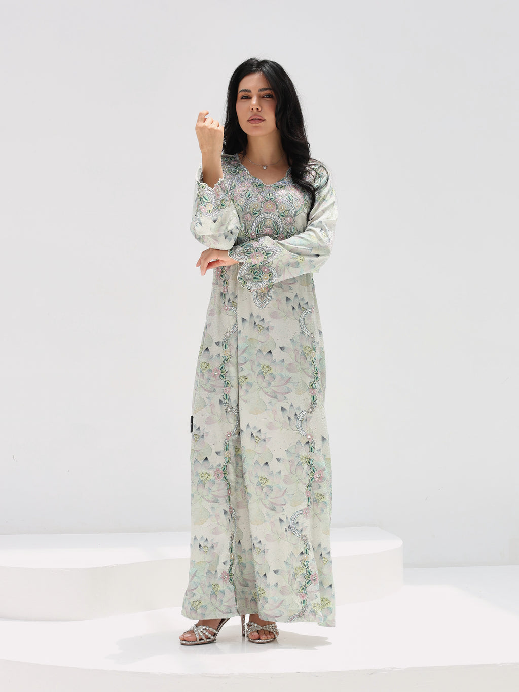 Lotus Mist Mukhawar — embroidered jacquard silk Emirati dress (47)