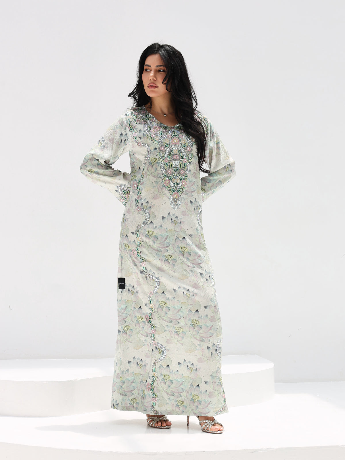 Lotus Mist Mukhawar — embroidered jacquard silk Emirati dress (41)