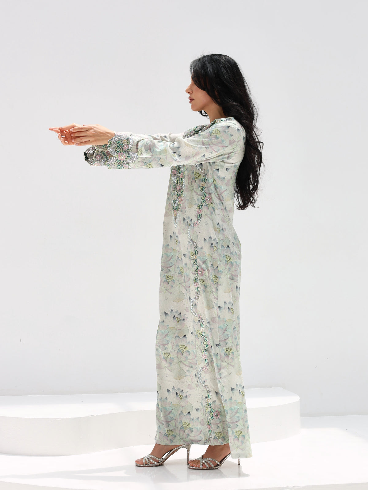 Lotus Mist Mukhawar — embroidered jacquard silk Emirati dress (40)