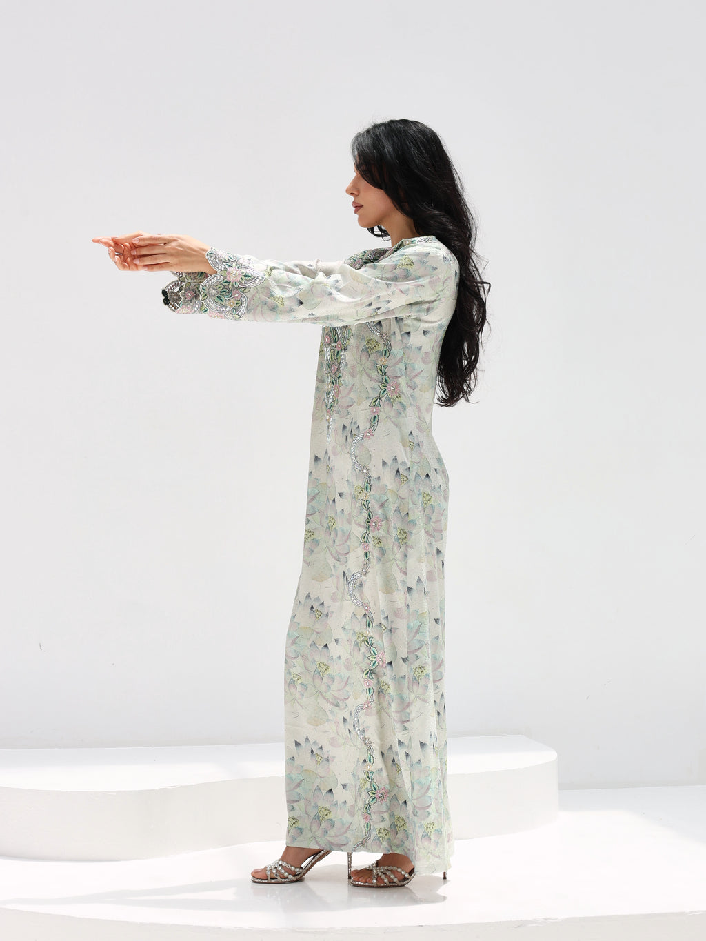 Lotus Mist Mukhawar — embroidered jacquard silk Emirati dress (39)