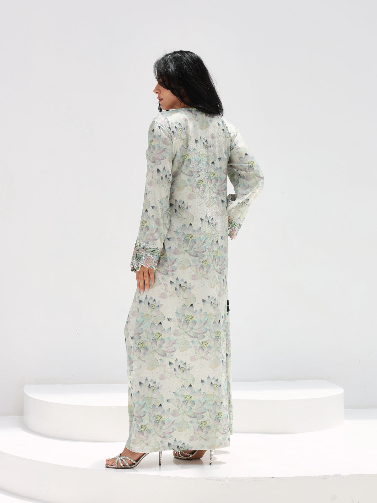 Lotus Mist Mukhawar — embroidered jacquard silk Emirati dress (38)