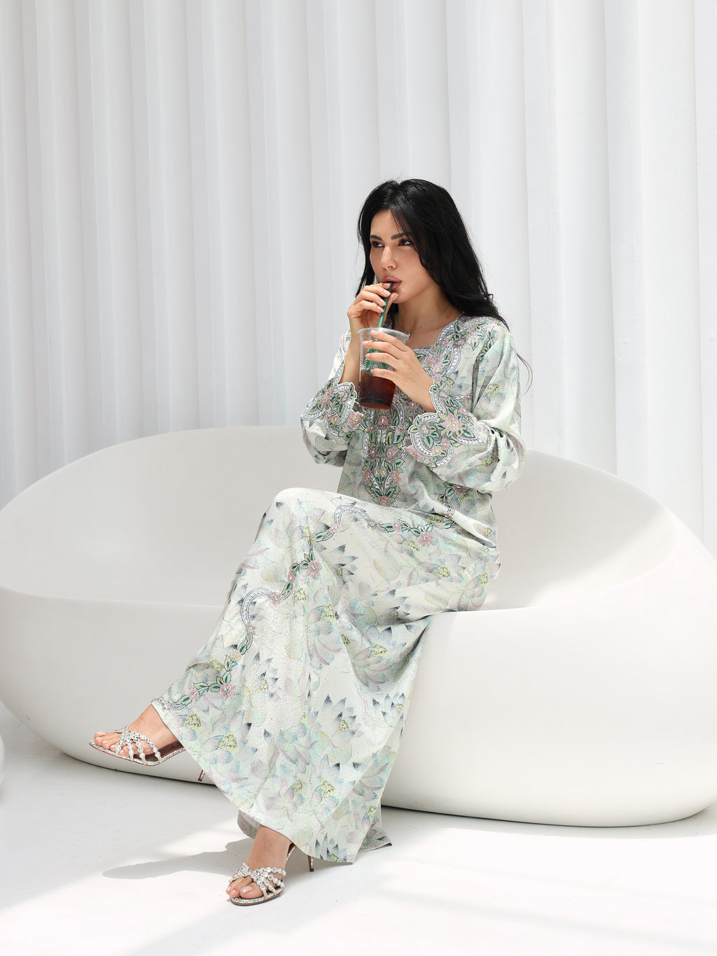 Lotus Mist Mukhawar — embroidered jacquard silk Emirati dress (31)