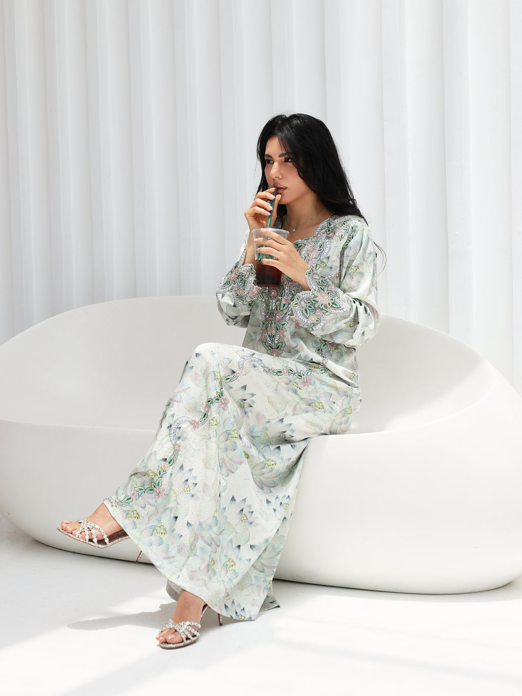 Lotus Mist Mukhawar — embroidered jacquard silk Emirati dress (30)