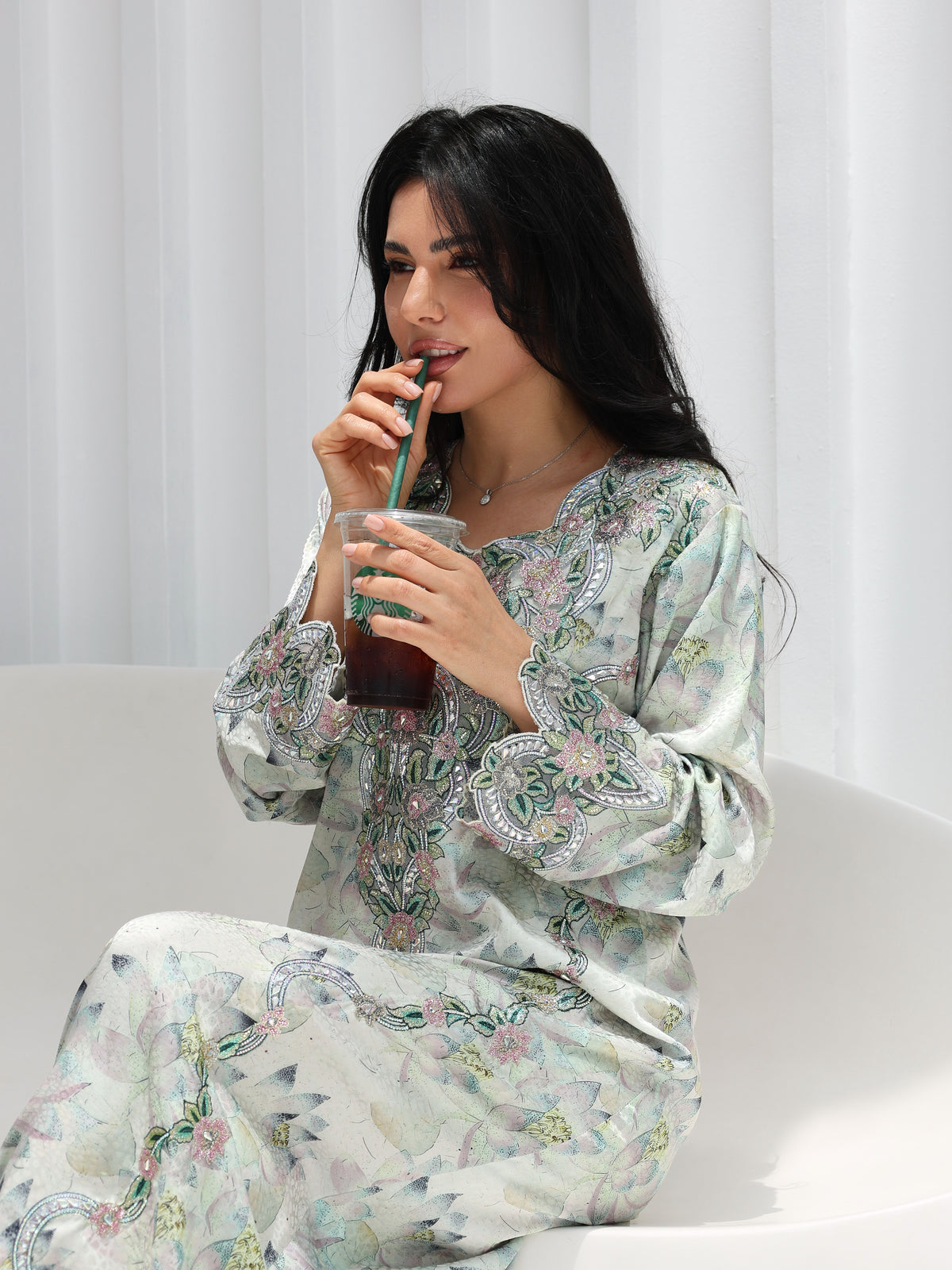 Lotus Mist Mukhawar — embroidered jacquard silk Emirati dress (29)