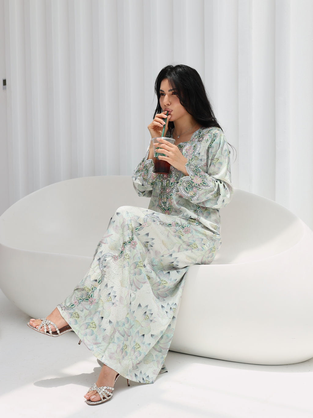 Lotus Mist Mukhawar — embroidered jacquard silk Emirati dress (28)