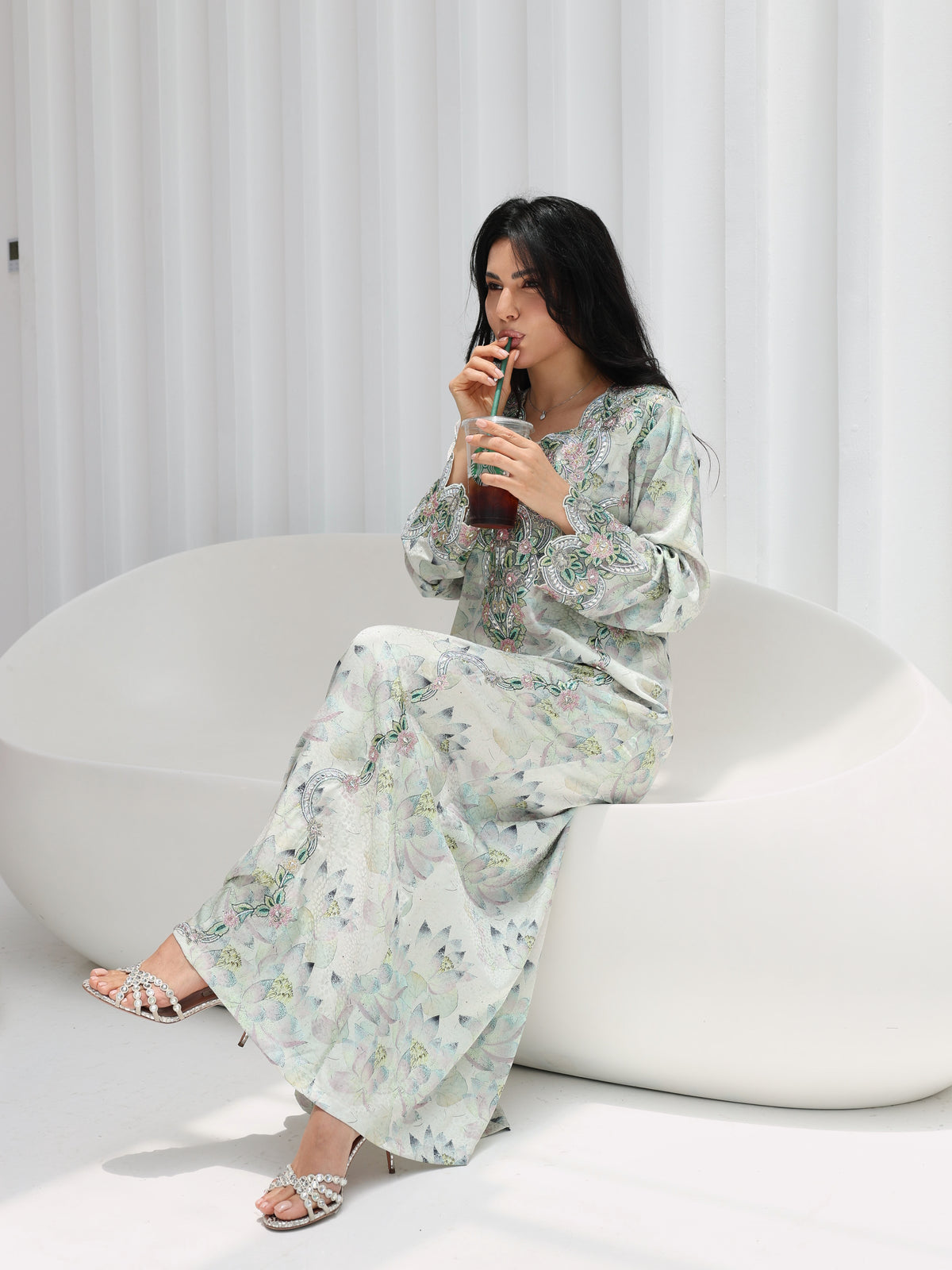 Lotus Mist Mukhawar — embroidered jacquard silk Emirati dress (28)