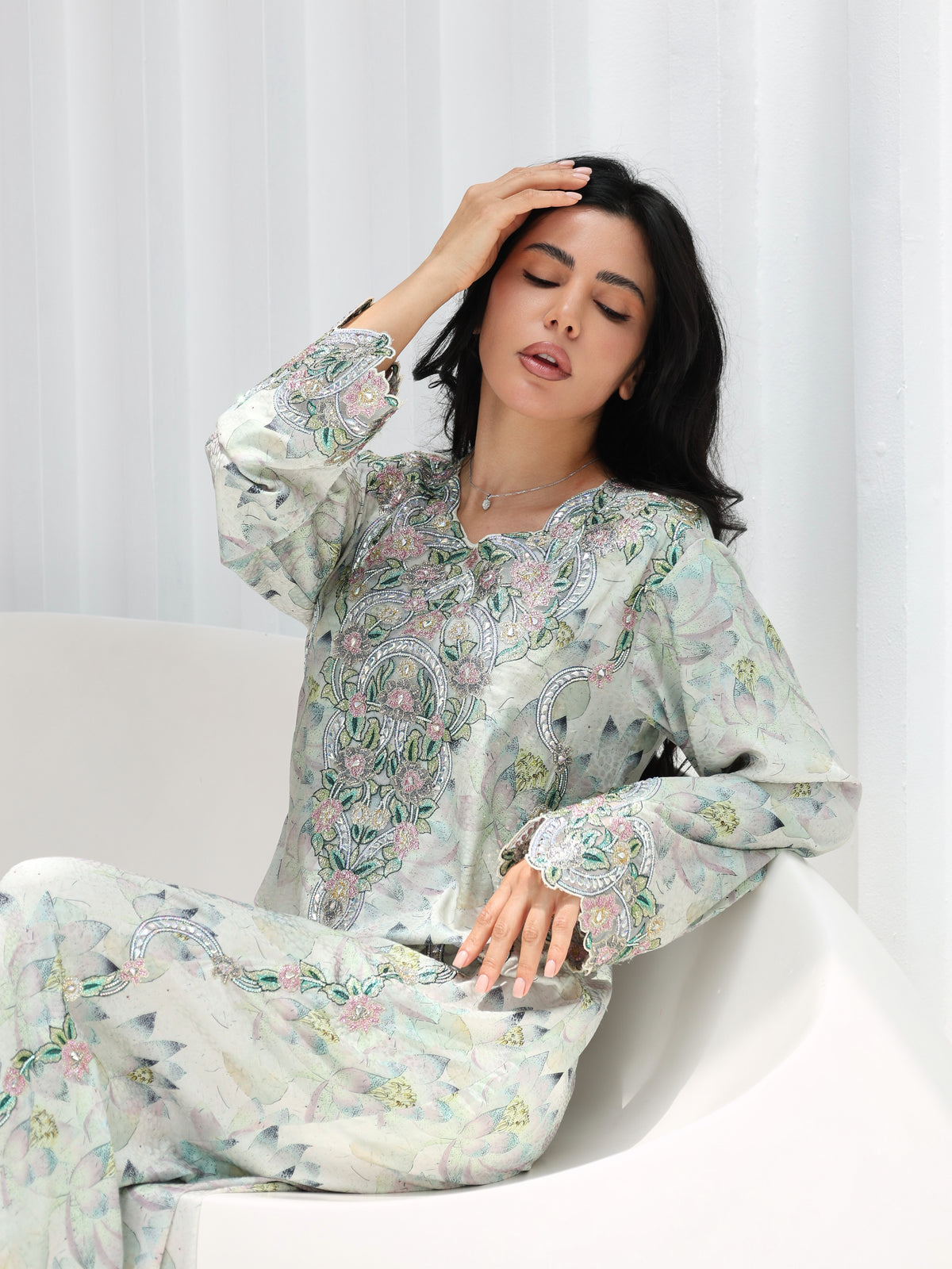 Lotus Mist Mukhawar — embroidered jacquard silk Emirati dress (24)