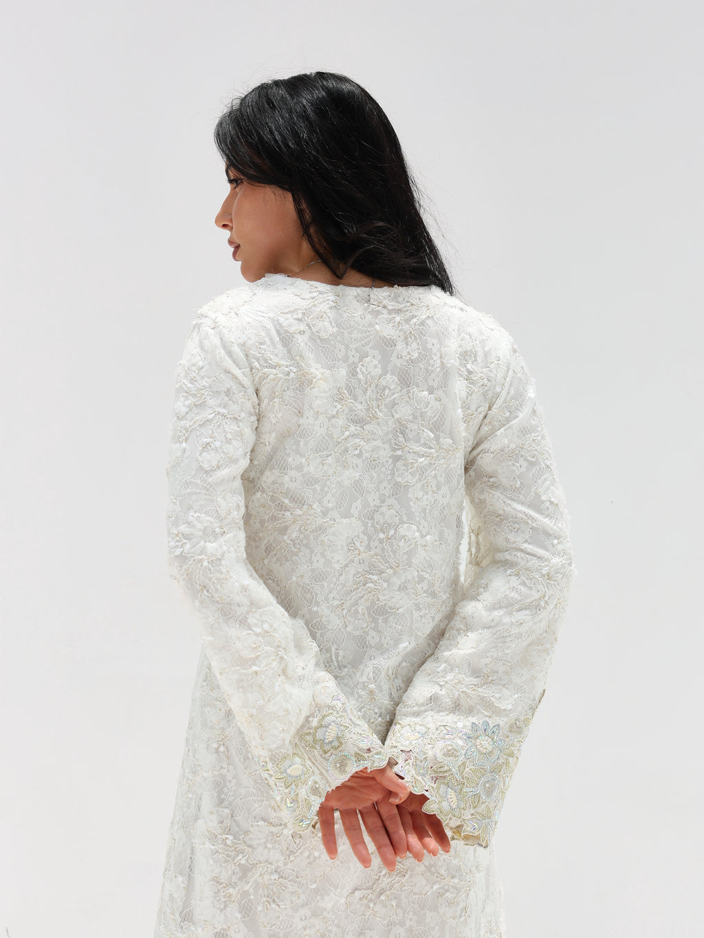 Ivory Lace Mukhawar — gold embroidered lace Emirati dress (18)