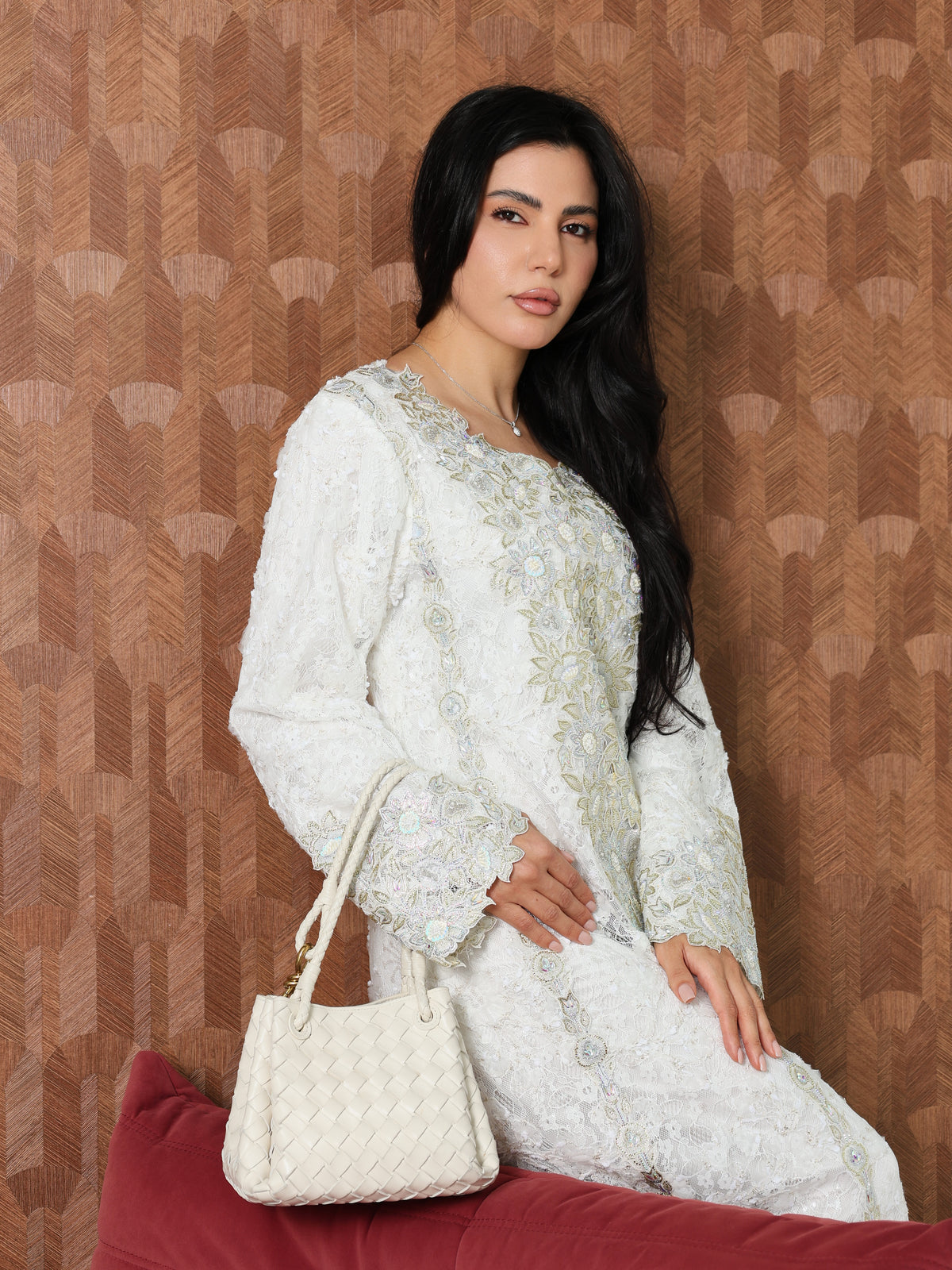 Ivory Lace Mukhawar — gold embroidered lace Emirati dress (27)