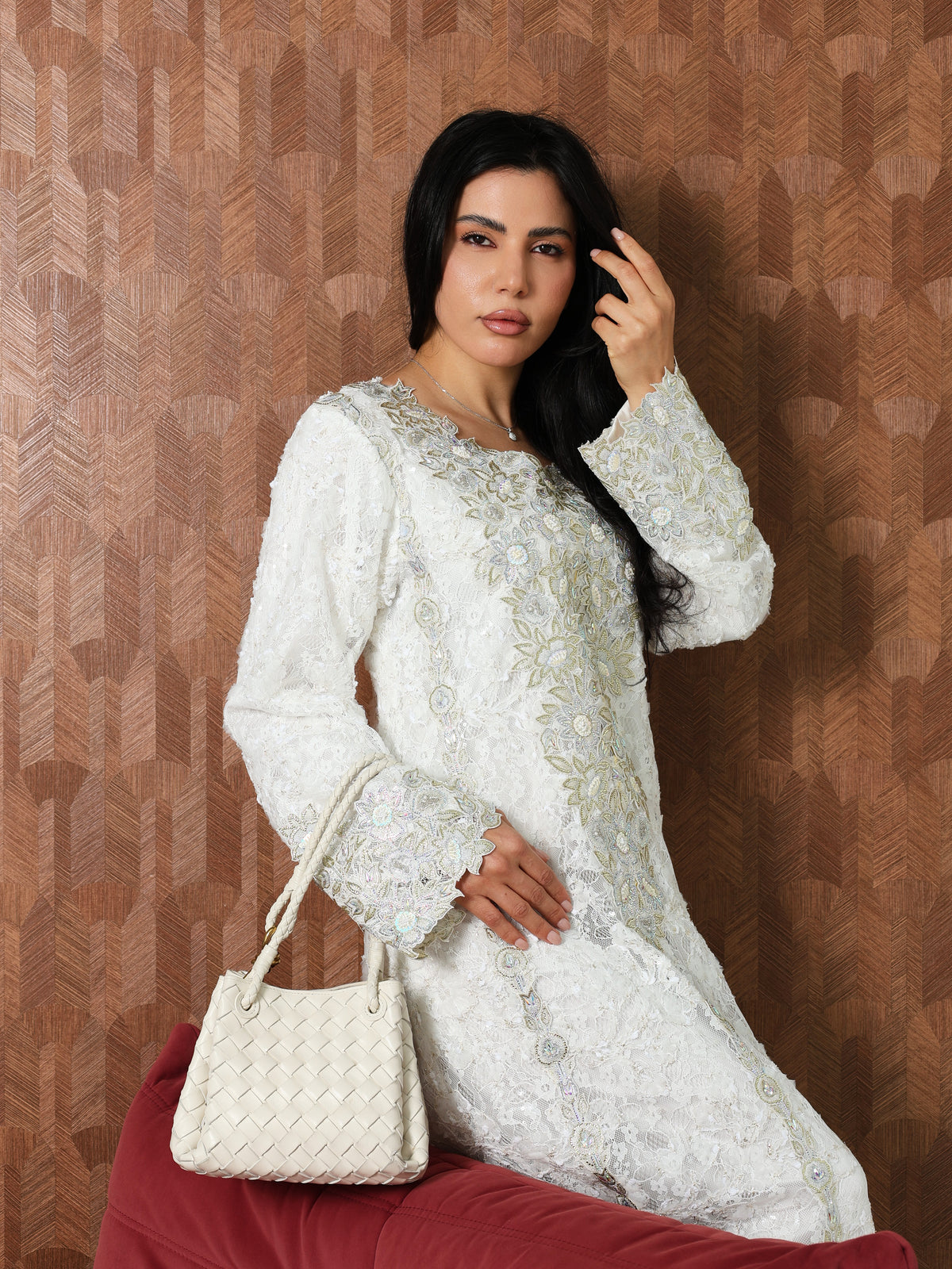 Ivory Lace Mukhawar — gold embroidered lace Emirati dress (28)