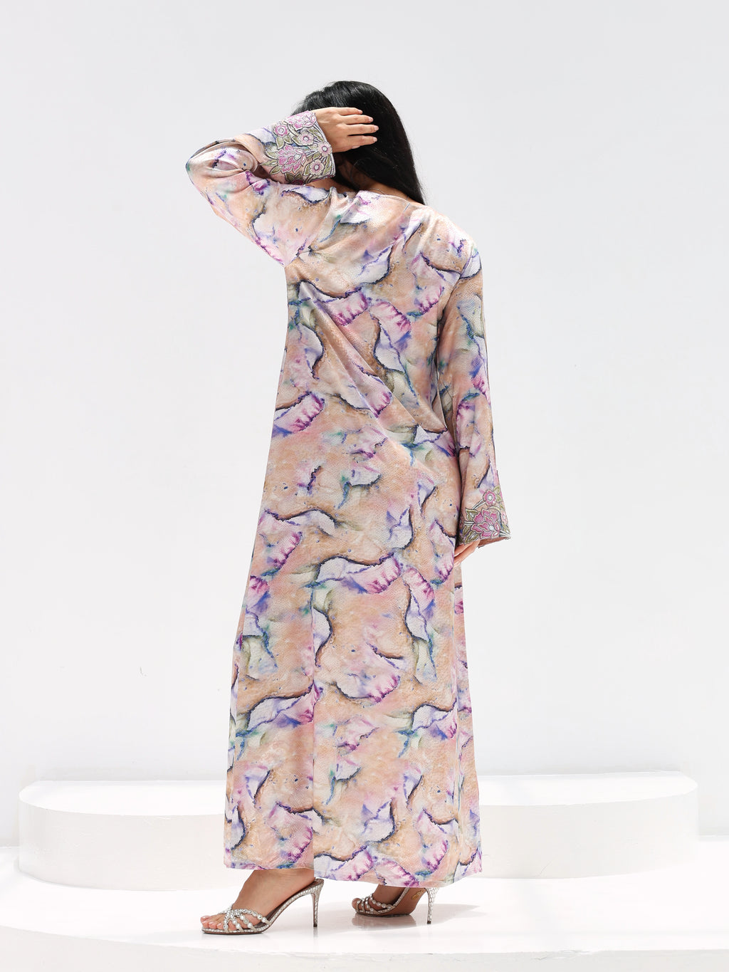 Marble Blossom Mukhawar — embroidered jacquard silk Emirati dress (18)