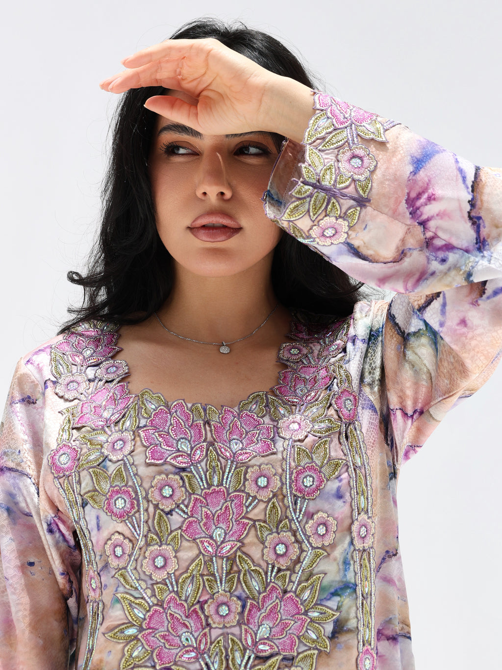 Marble Blossom Mukhawar — embroidered jacquard silk Emirati dress (25)